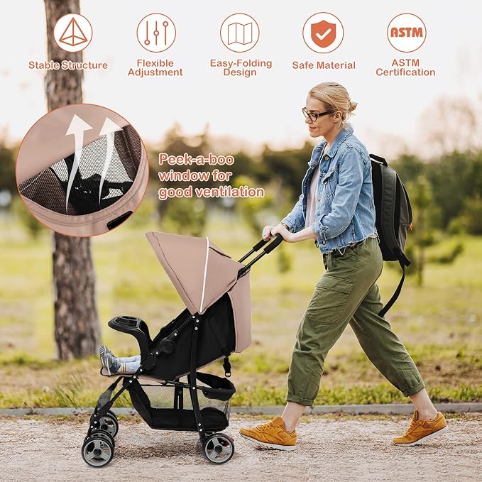 HONEY JOY Travel Stroller, Quick Fold Lightweight Baby Umbrella Stroller - Image 9
