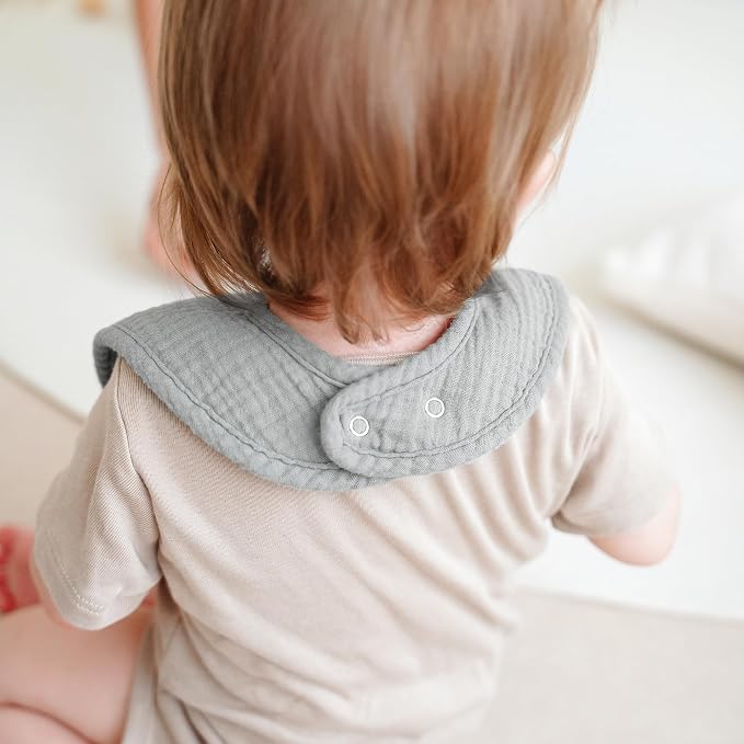 8-Pack Baby Muslin Bibs, Soft Cotton Drool Bibs - Image 4