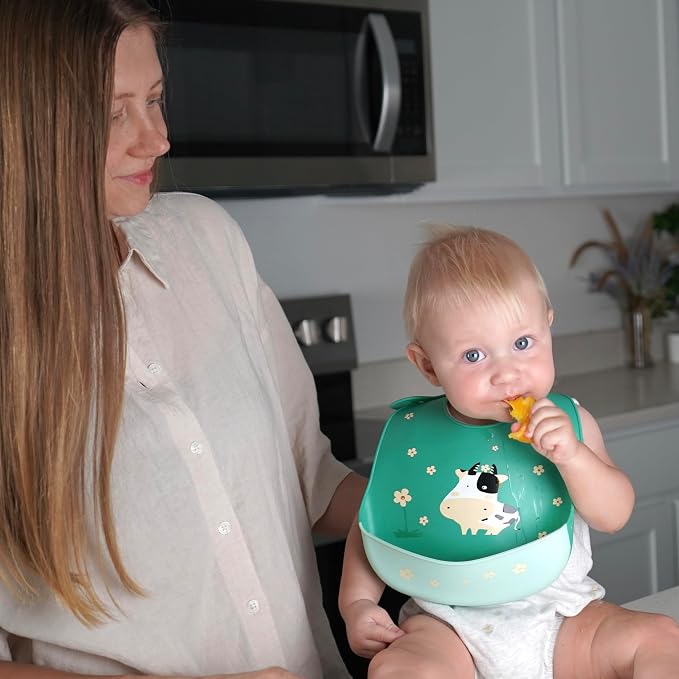 Silicone Baby Bibs Unisex, Self-Feeding, Catch-all Large Pocket, 6-48 months - Image 3