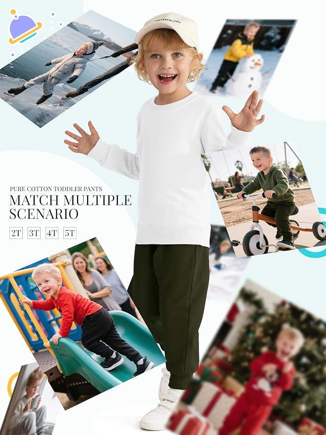 HXP 4 Pack Toddler Boys Sweatpants Pure Cotton Toddler Sweatpants Boys Kids - Image 5