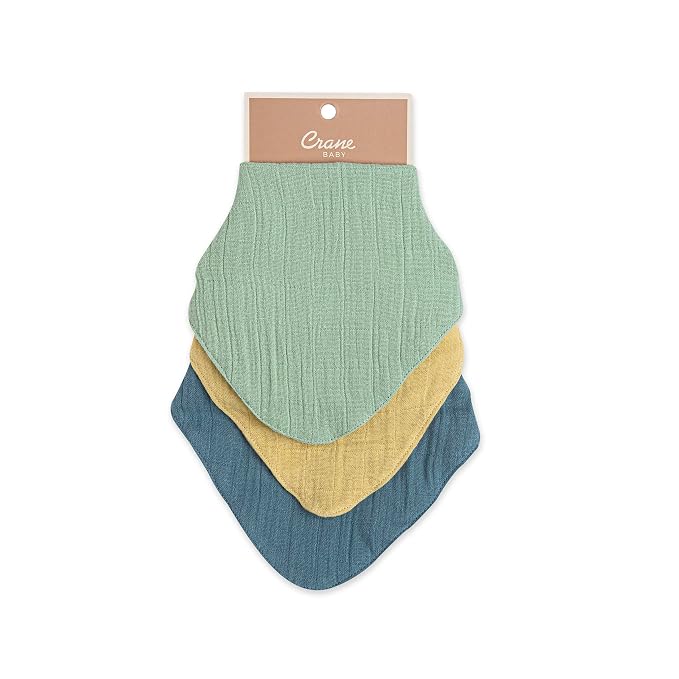 Crane Baby Soft Muslin Baby Bib Set, Adjustable and Absorbent Bandana Style Bibs - Image 5