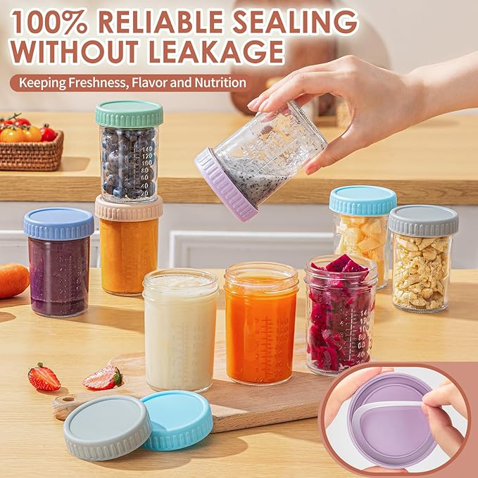 DRKIO 12 Pack Glass Baby Food Storage Containers - 8 Oz Baby Food Jars - Image 4