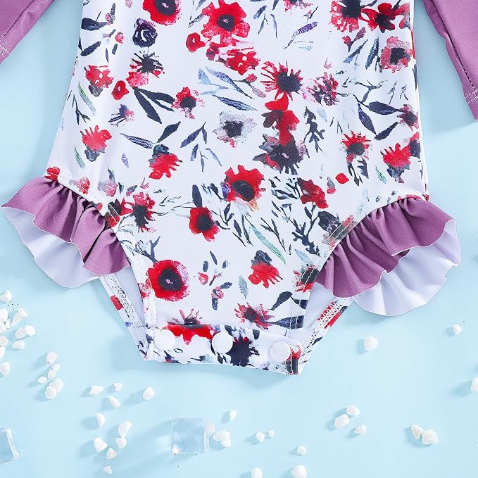 WOLBAY Baby Girl Swimsuit Long Sleeve One Piece Rash Guard - Image 5