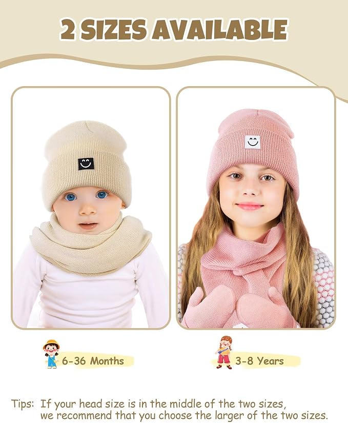 Baby Beanie Mittens Scarf Set, Toddler Kids Winter Hat and Thermal Gloves Neck - Image 5