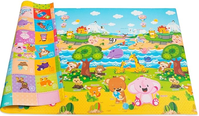 Baby Care Play Mat 73’’ x 49’’ Original One-Piece Reversible Rollable by Baby+Care+Play+Mat