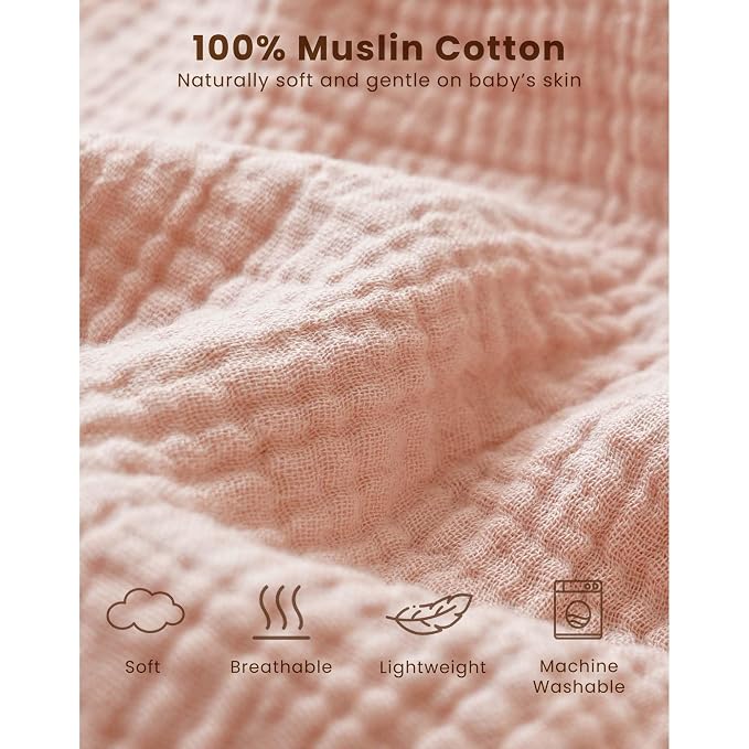 Konssy Muslin Baby Sleep Sack 6-12 Months 0.8 TOG, 2 Pack 100% Cotton Wearable - Image 2