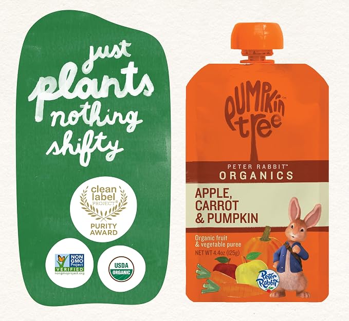 Pumpkin Tree Peter Rabbit Organics Apple, Carrot and Pumpkin Puree, 4.4 Ounce - Image 5