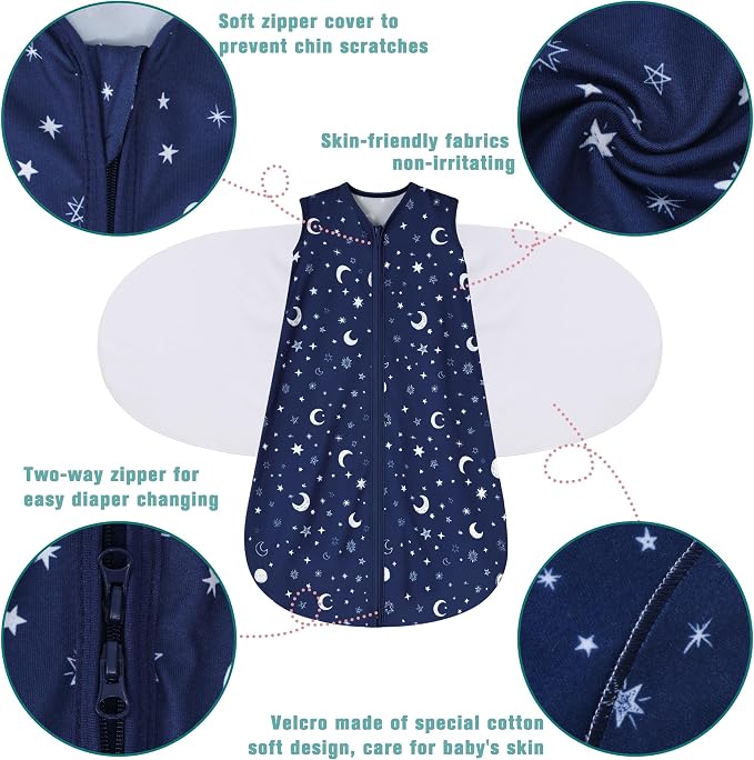 Newborn Sleep Sack Baby Swaddle, Swaddle me 0-3 Month, 3-Way Adjustable - Image 4