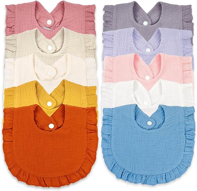 EllieHouse Baby Bibs for Girls Boys 10Pack Muslin Drool Teeth Drooling Teething by EllieHouseVIPBrandExclusive