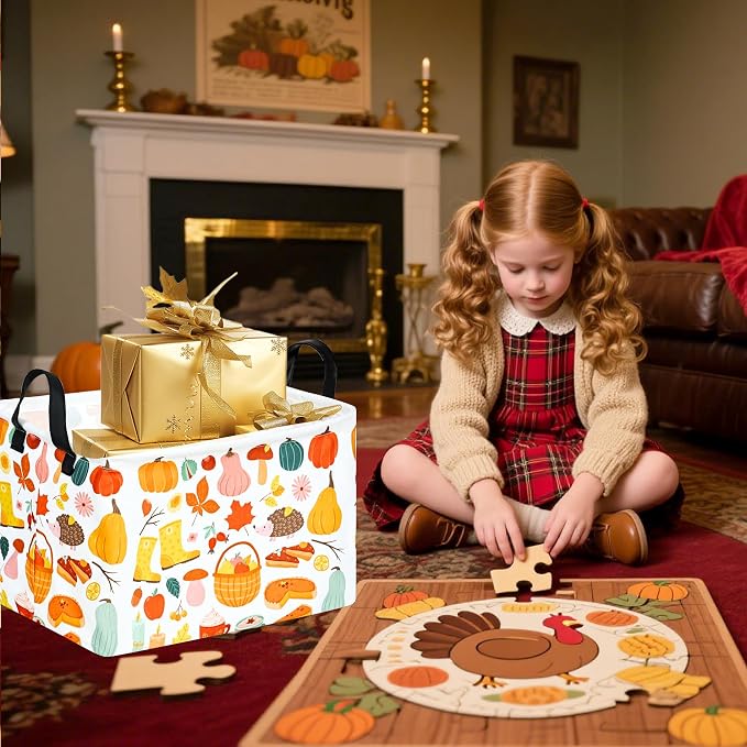 Rectangle Autumn Harvest Gift Storage Home Shelf Storage Basket Organizer Box - Image 3