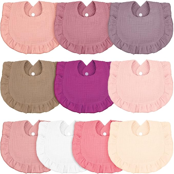 Seematn 10 Pcs Baby Muslin Bibs Drool Bibs Bandana Ruffle Soft Cotton by Seematn