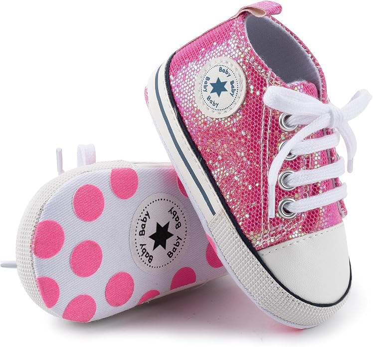 Meckior Baby Girls Boys Canvas Sneakers Soft Sole High-Top Ankle Infant First by Meckior