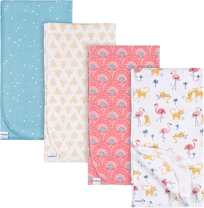 Gerber Unisex Baby 100% Cotton Flannel Receiving Blankets 30x30 Inches by Gerber