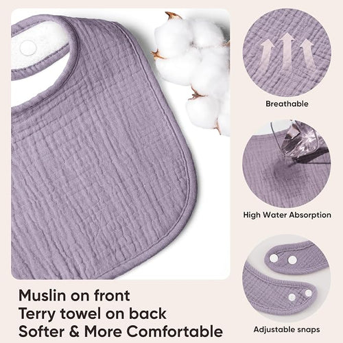 100% Cotton Muslin Baby Bibs 10-Pack Baby Drool Bibs - Image 2
