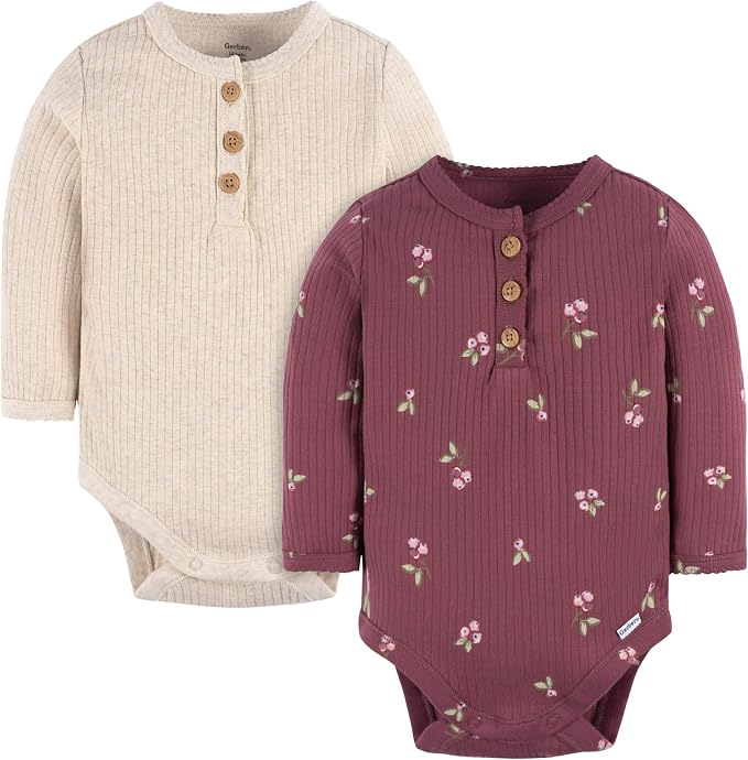 Gerber unisex-baby Baby Boys' and Baby Girls' 2-pack Bodysuits by Gerber