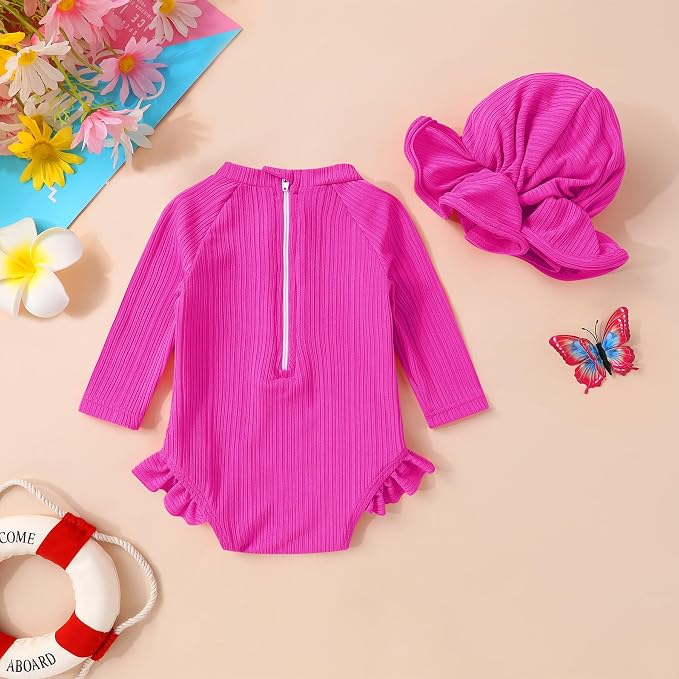 YOUNGER TREE Infant Baby Girls Swimsuit Long Sleeve Swimsuits One Piece - Image 3