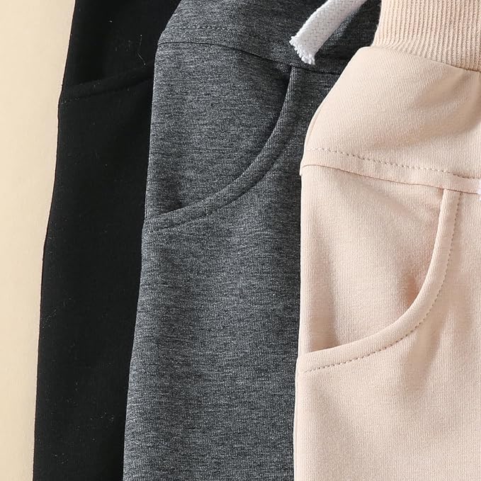 Sejardin Toddler Baby Boy Girl Pants 3 Pack Solid Color Elastic Waist Jogger - Image 5