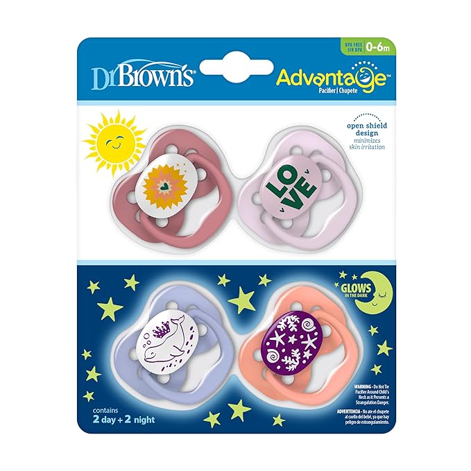 Dr. Brown's Advantage Glow-in-the-Dark Baby Pacifier, Fully Symmetrical Soother - Image 2