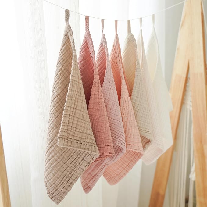 Konssy Baby Muslin Washcloths 7-Pack, 100% Cotton Baby Bath Washcloths - Image 7