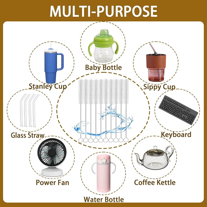 Straw Cleaner for Reusable Straws, Straw Cleaner Brush Extra Long 12 Inch - Image 7