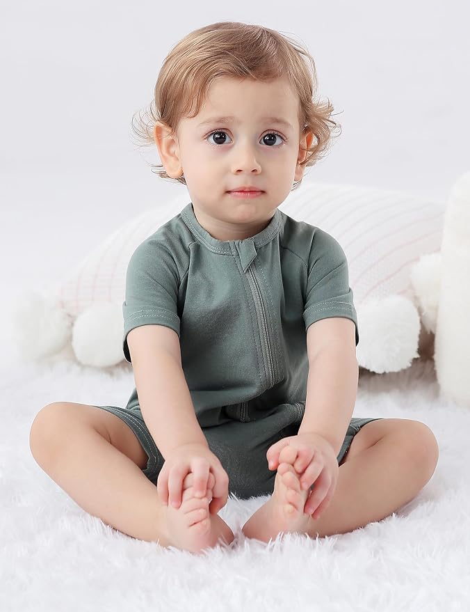 JunNeng 2 Pack Footless Long/Short Sleeve Baby Romper - Image 4