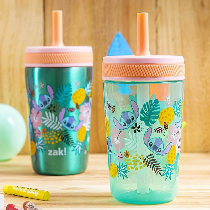 Zak Designs Disney Lilo and Stitch Kelso Tumbler Set, Leak-Proof Screw-On Lid - Image 3