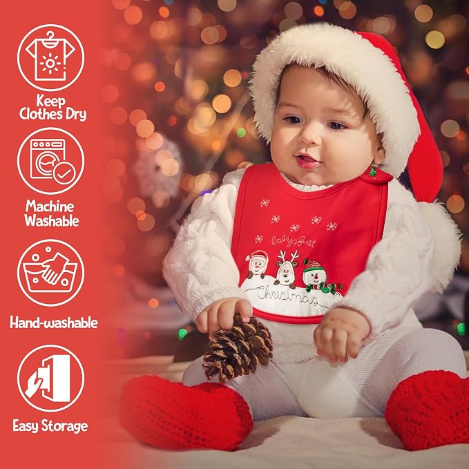 3Pcs Christmas Baby Cotton Bibs - Image 5