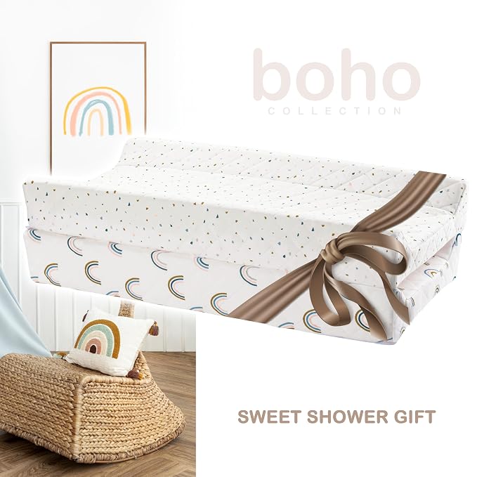Organic Cotton Contoured Baby Changing Pad w/Waterproof Foam Mattress, Includes - Image 6