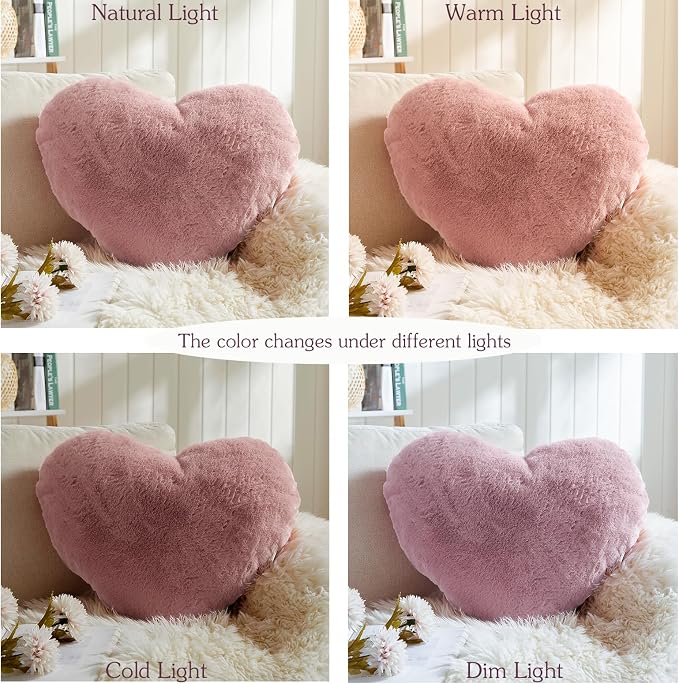 EastTree Heart Pillows, Dusty Pink Heart Shaped Pillows, Ultra Soft Extra-Large - Image 2