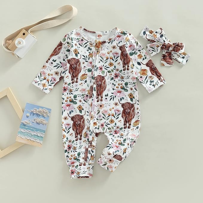 CIYCUIT Baby Girls Cactus Footies Newborn Zip Up Onesie Romper - Image 6