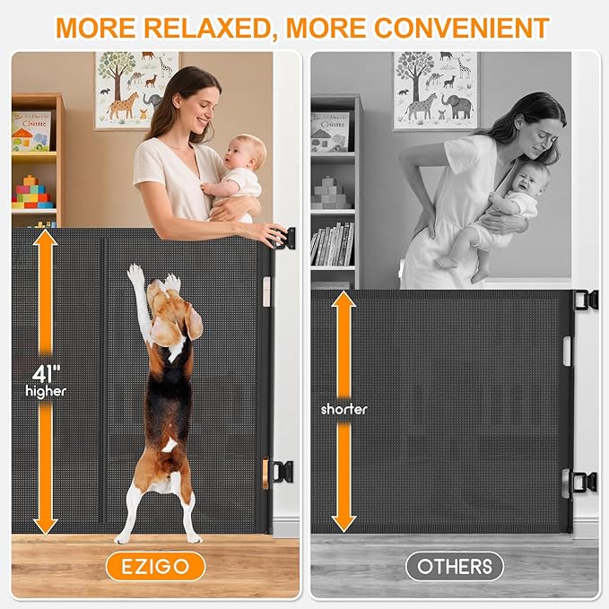 196 Inch Retractable Baby Gates Extra Wide, 41 Inch Reinforced Extra Tall Gate - Image 3