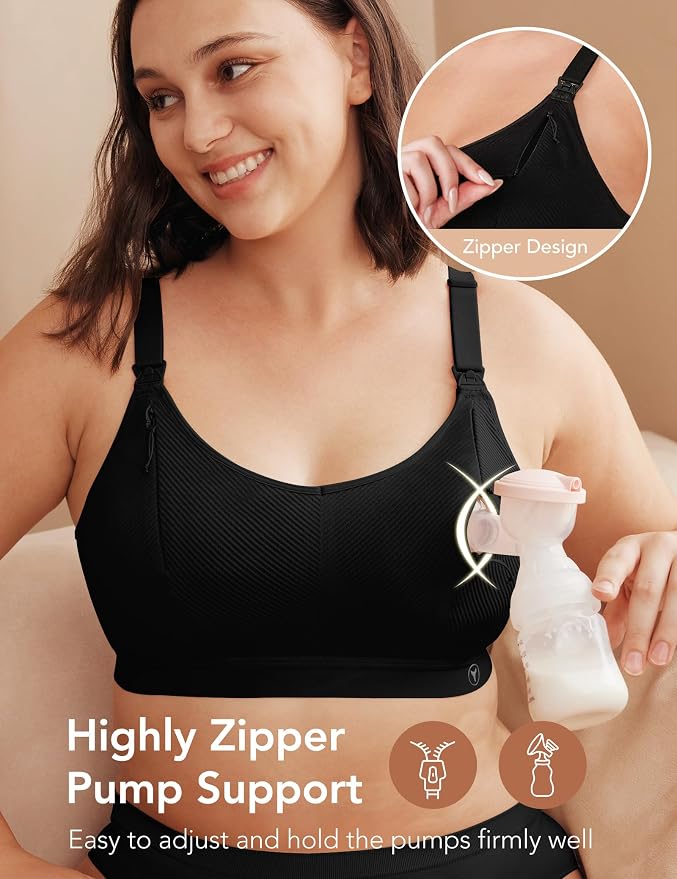 Pumping Bra Hands Free Zip Opening Seamless Nursing Bras - Image 2