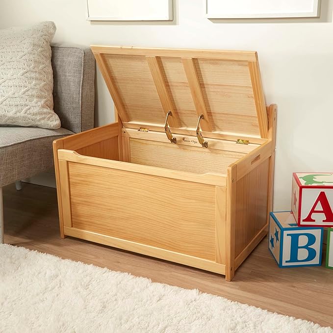Melissa & Doug Toy Chest, Wooden Toy Storage Box - Image 7