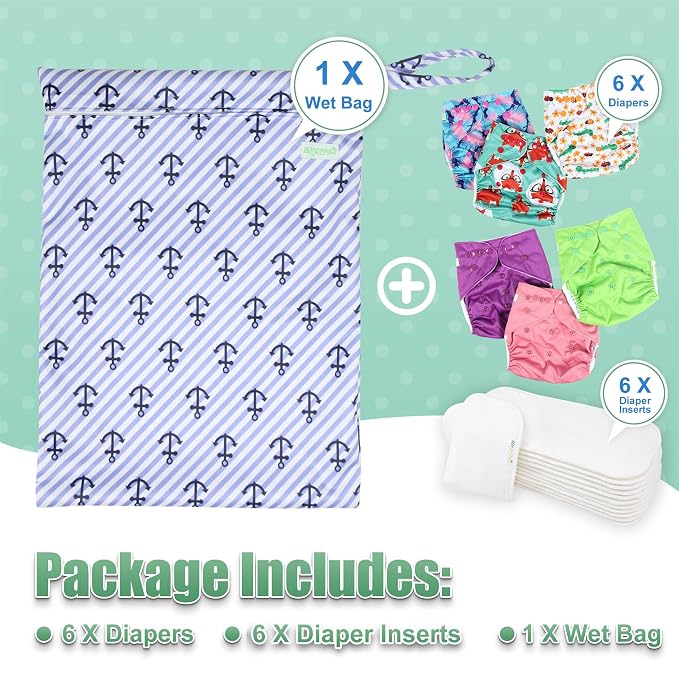 wegreeco Cloth Diapers 6 Pack - Image 6
