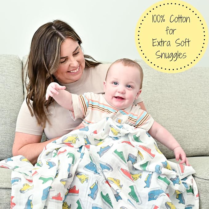 LollyBanks Swaddle Blanket, 100% Cotton Muslin Swaddle Blankets, Neutral - Image 4
