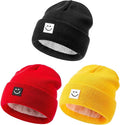 Baby Beanie Hat 3 Packs with Cute Smiley Face, Toddler Girls Boys Baby Hats by Hispeka