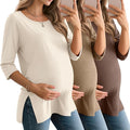 3 Pack Women's 3/4 Sleeve Maternity Shirts Elbow Length Clothes Round Neck by Baggyfly