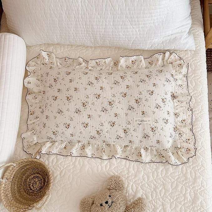 BuLuTu Cotton Muslin Pillow Case King Pillowcase Sweet Floral Design - Image 3