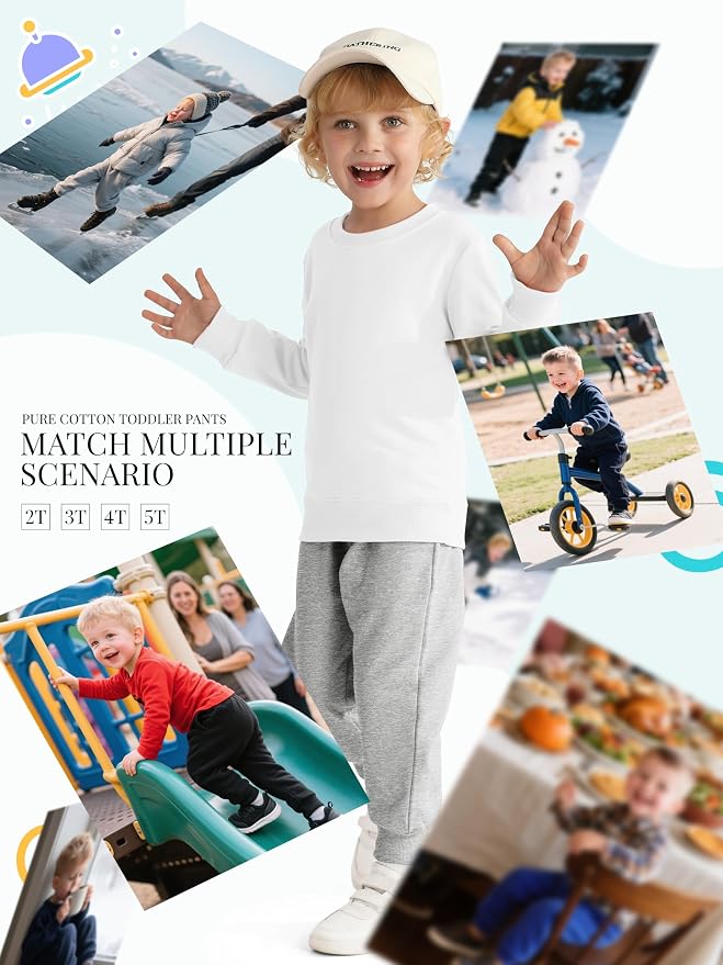HXP 4 Pack Toddler Boys Sweatpants Pure Cotton Toddler Sweatpants Boys Kids - Image 6