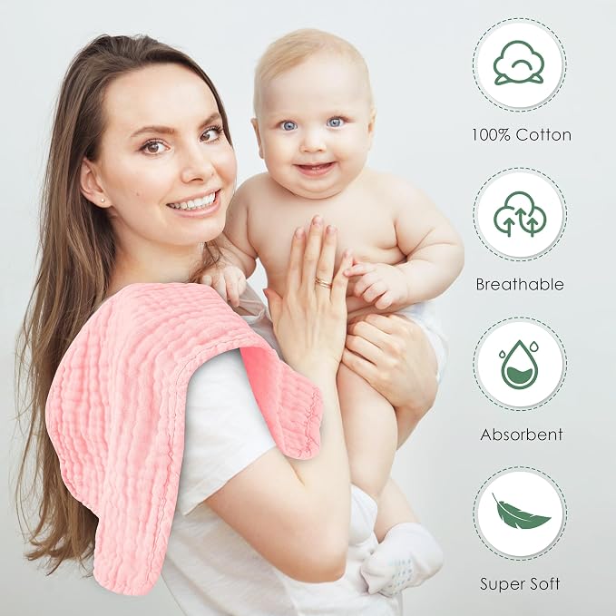 Muslin Burp Cloths 100% Cotton Large 20''x10'' Extra Soft and Absorbent Baby - Image 6