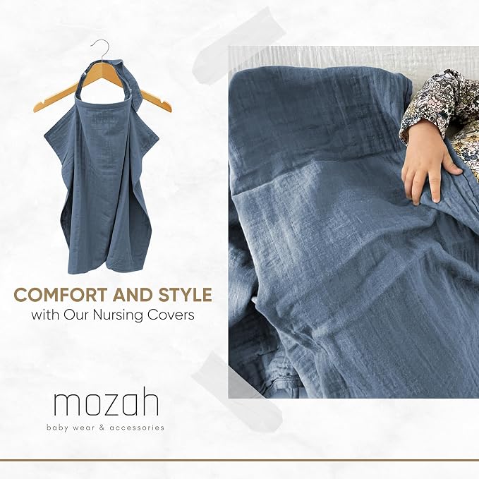 MOZAH 100% Organic Cotton Muslin Nursing Cover - Image 3