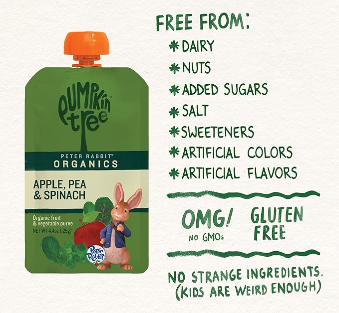 Pumpkin Tree Peter Rabbit Organics, Spinach and Apple Puree, 4.4-Ounce Pouches - Image 4