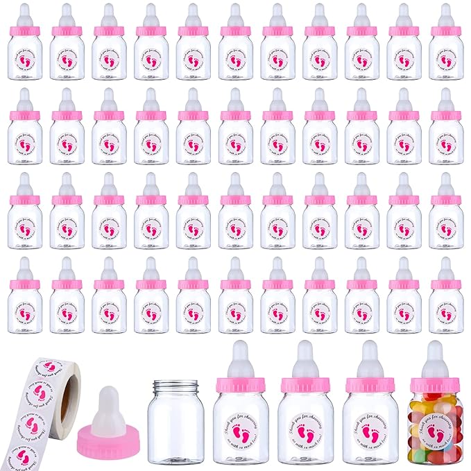 62 Pcs 3.5 Inch Baby Mini Milk Bottle Baby Shower Favor by PINKXHY