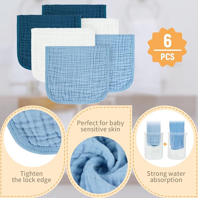 Baby Burp Cloth 100% Cotton Newborn Cotton Muslin Burp Cloth 10x20 inches - Image 3