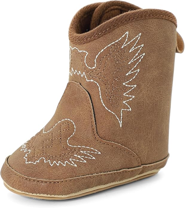 MK MATT KEELY Leather Western Boots Cowboy Bootie Soft Sole Non-Slip Crib Shoes by MKMATTKEELY