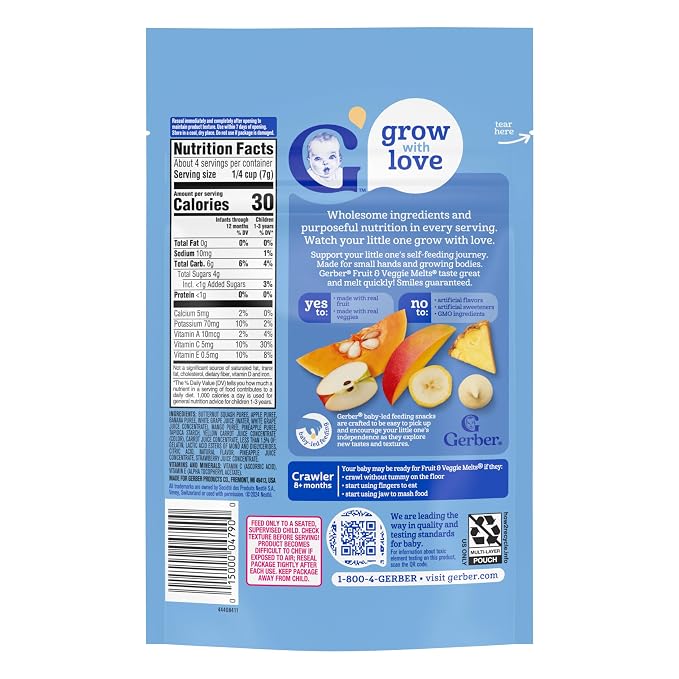 Gerber Stage 3 Baby Snacks, Truly Tropical Blend, Fruit & Veggie Melts - Image 11