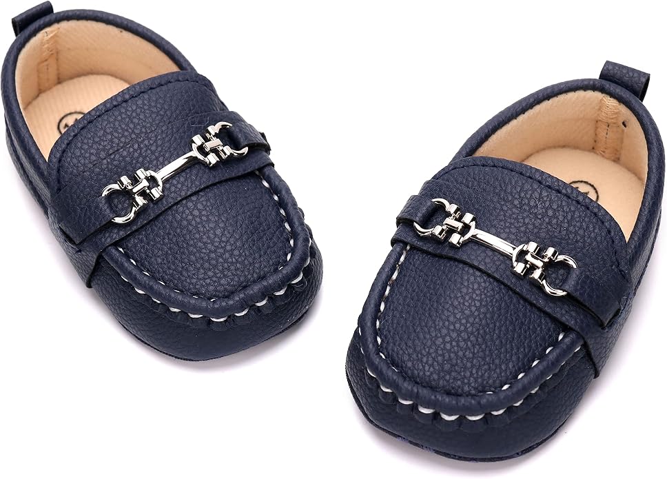 LONSOEN Baby Girls Boys Loafers Prewalker Dress Crib Shoes - Image 3