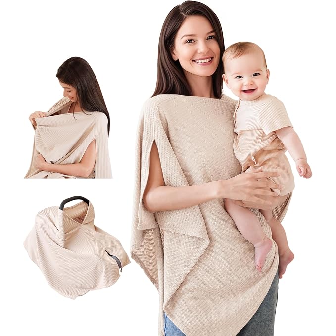 Konssy Nursing Cover for Breastfeeding, Soft & Breathable Privacy Poncho by Konssy