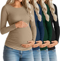 Huukeay 4 Pack Women's Maternity Shirts, Long Sleeve Cotton Ribbed Pregnancy by Huukeay