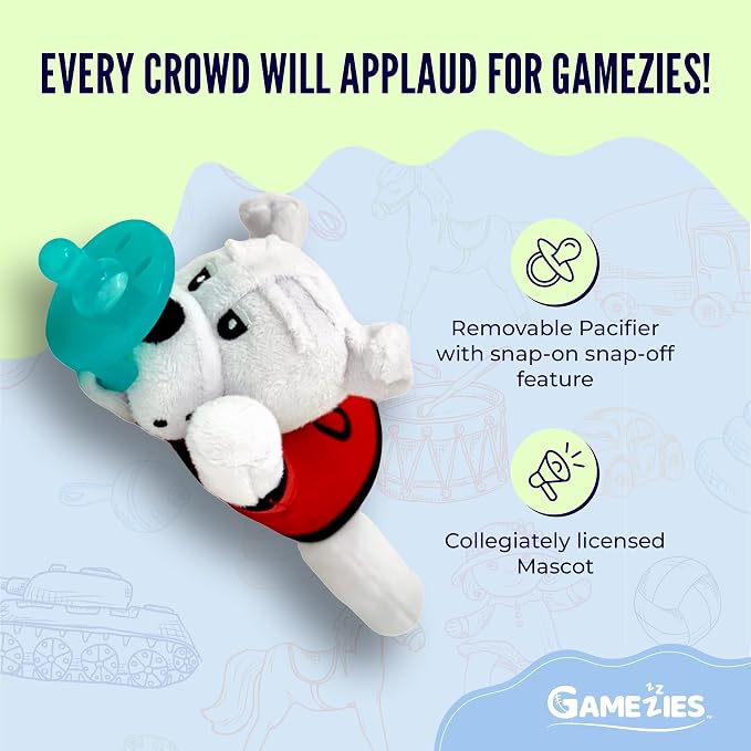 Gamezies Baby Boy and Girl Silicone University of Georgia Plush Pacifier - Image 2